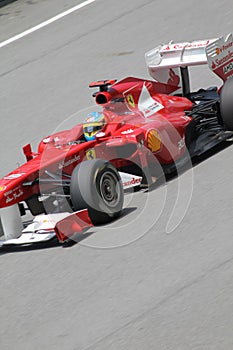 Fernando Alonso in action close up