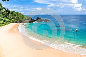 Fernando de Noronha, Brazil. Aerial view of Sancho Beach on Fern