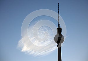 Fernsehturm with Cloud on the Alexanderplatz in Berlin