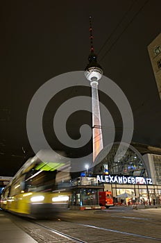 Fernsehturm and tram at alexanderplatz