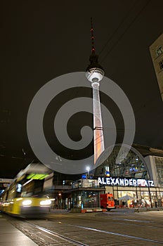 Fernsehturm and tram at alexanderplatz photo