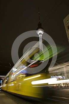 Fernsehturm and tram at alexanderplatz