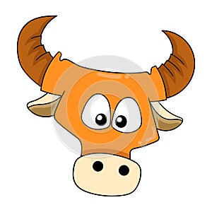 Ferocious bull head, doodle icon drawing