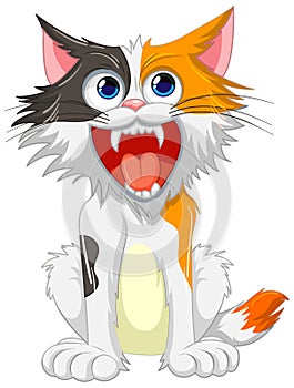 Ferocious Cat Cartoon with Open Mouth