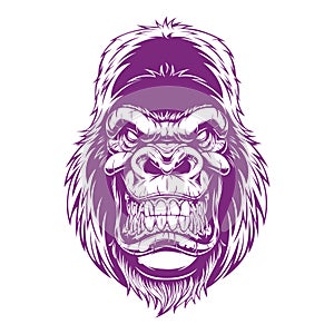 Ferocious Gorilla Newer version vector in Purple color