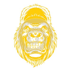 Ferocious Gorilla Vector design at yellow color