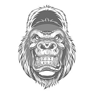 Ferocious Gorilla Vector New Version Grey