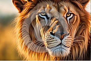 ferocious lion: 3D rendered illustration of a majestic lion standing amidst dry grass in a jungle wildlife setting