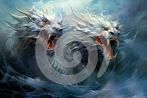 Ferocious storm dragons in Fantasy - Generative AI