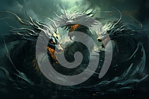 Ferocious storm dragons in Fantasy - Generative AI