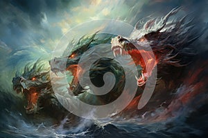 Ferocious storm dragons in Fantasy - Generative AI