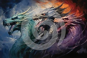 Ferocious storm dragons in Fantasy - Generative AI