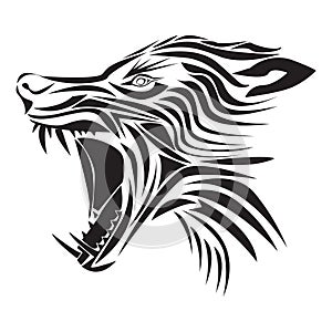 ferocious wolf tattoo. Vector illustration decorative design