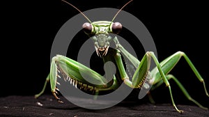 Ferociously Agitated Mantis Displaying Intense Emotions in its Natural Habitat