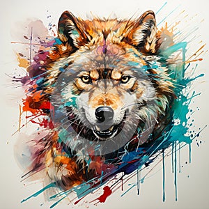 The Ferocity of Watercolor The grinning wolf bares its teeth