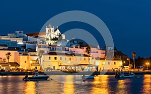 Ferragudo village with fishing boats. Algarve, Portugal