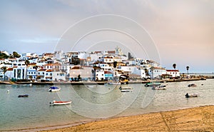 Ferragudo village at sunset. Algarve, Portugal