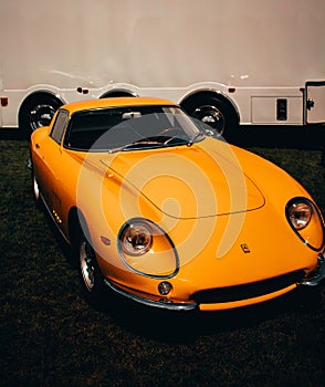 Ferrari Classic Yellow Race Car front view