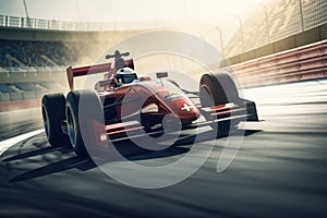 Ferrari F1 on the track. Sport car racing formula one in race track, AI Generated