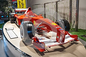 Ferrari formula one car on the podium