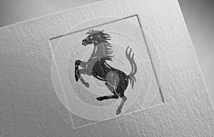 Ferrari logo icon paper texture stamp