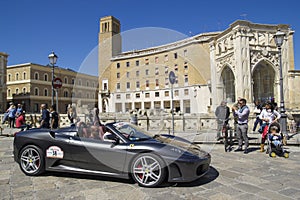 Ferrari spider 430 silver on the road