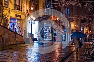 Ferreira Borges street at night. Coimbra. Portugal