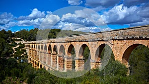 The Ferreres Aqueduct, also Pont del Diable or Devil Bridge, an ancient bridge, part of the Roman aqueduct built to