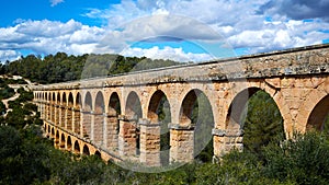 The Ferreres Aqueduct, also Pont del Diable or Devil Bridge, an ancient bridge, part of the Roman aqueduct built to