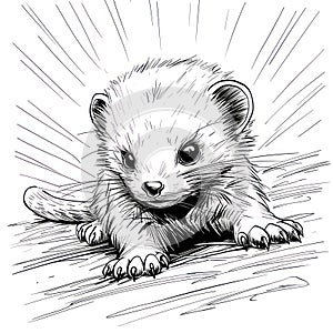 ferret drawing Coloring book page