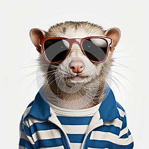 Funny Ferret In Sunglasses: Hip-hop Style Advertising-inspired Wimmelbilder photo