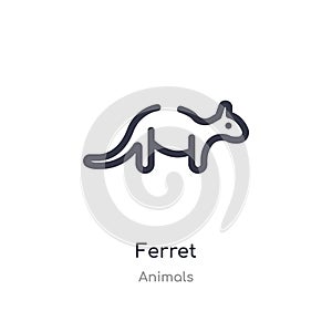 ferret outline icon. isolated line vector illustration from animals collection. editable thin stroke ferret icon on white