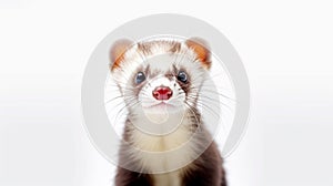 Ferret portrait on White Backround