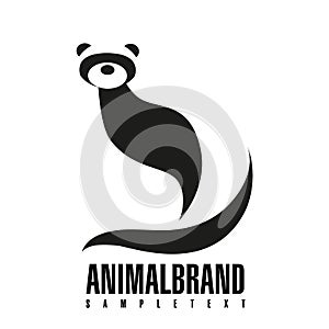 Ferret. Vector illustration of logo. Stylized, simplified and isolated cute animal photo