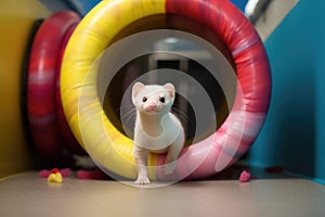 ferrets tail sticking out from tube entrance