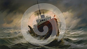 Ferrie Crashes In A Storm. Generative AI