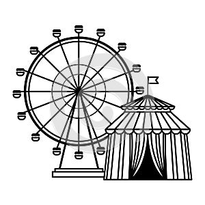 Ferries wheel icon black and white