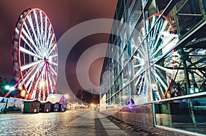 Ferries wheel in night park