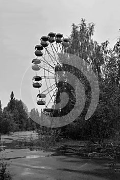 Ferris wheel in abandoned ghost city Pripyat,nothern Ukraine