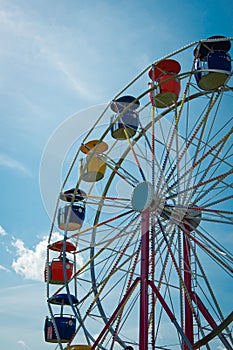 Ferris Wheel Against Bright, Blue Sky