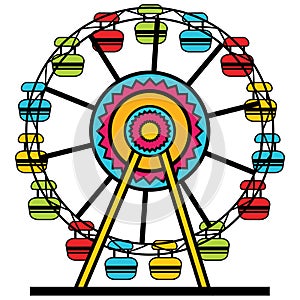 Ferris Wheel Amusement Park Cartoon Icon