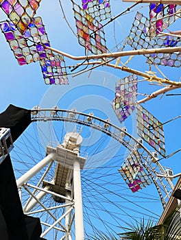 Ferris wheel amusement park in Shanghai city, China.