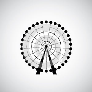 Ferris Wheel from amusement park, vector silhouette