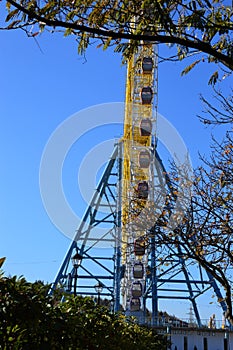 a Ferris wheel from an angle