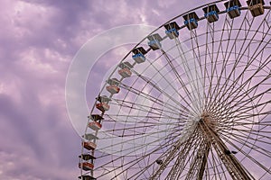 ferris wheel on background of blue sky, digital photo picture as