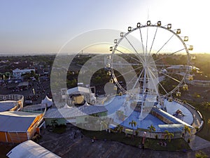 Aerial ferrris wheel in sunset photo
