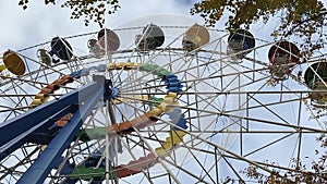 ferris wheel on a blue sky background