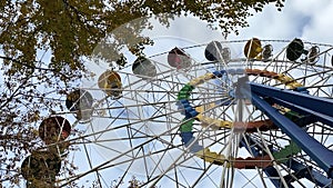 ferris wheel on a blue sky background