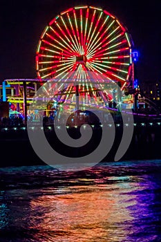 Ferris Wheel and Boardwalk At Night