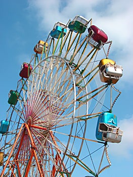 Ferris wheel with bright sky
